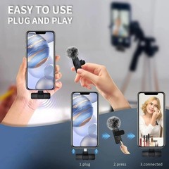 Wireless Lavalier Microphone iPhone Android USB-C Clip Mic-Live Streaming Video