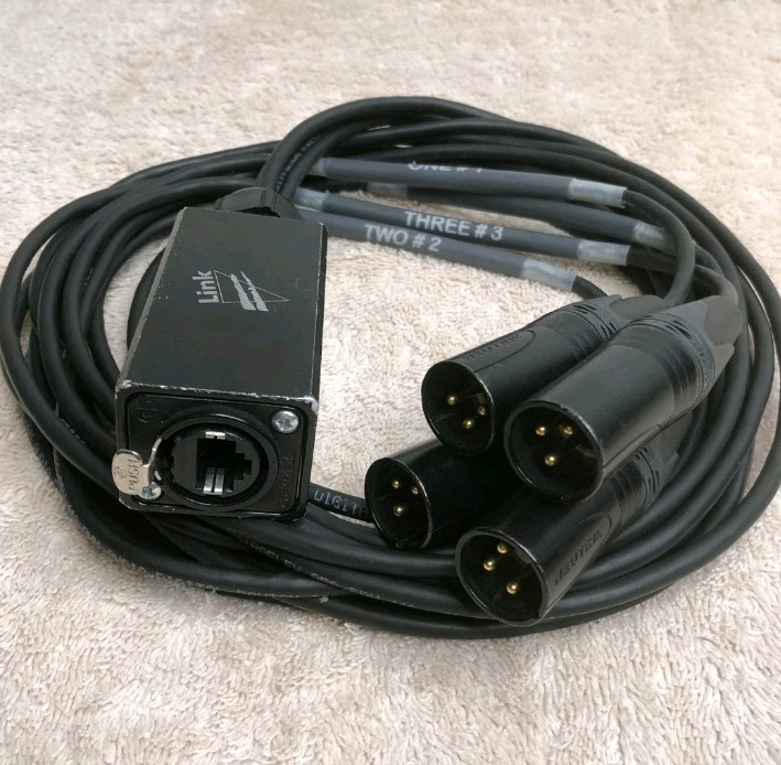 Neutrik Ethercon DMX To RJ45 Cat5 Shuttle Snake 4 Way 3-Pin Male 6ft Connector
