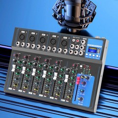 7-Channel Bluetooth Portable Audio Mixer USB Sound Mixing Console Board DJ Music