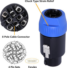 2Pcs 8 Pole Speakon Connector – Pack of 2 Pro Audio Jack Amplifier NL8 Speak-On