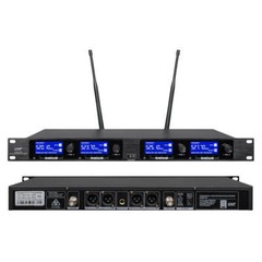 Wireless Microphone System Pro Audio UHF 4 Channel 4 Lavalier Bodypacks Headset