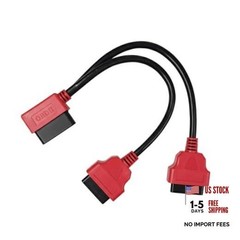 Red 16 Pin OBD2 Splitter – Right Angle Universal OBDII Extension Y Cable