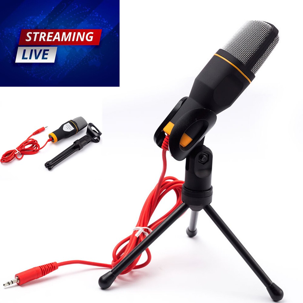 Mini Microphone With Stand Tripod Audio Recording Computer PC Phone Desktop