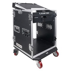 Sound Town 14U DJ RackCase w/11USlant Mixer Top Casters Locking Drawer STMR-14D3