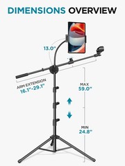 Mic Stand, 6 in 1 Microphone Stand Floor with Tablet Phone Holder Height Adju…