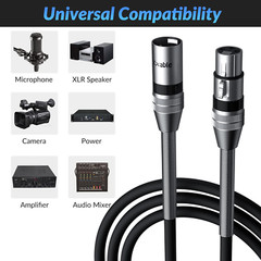 XLR to XLR Cable (6 Feet, 2 Pack) Multiple Premium Microphone Cables, Heavy Duty