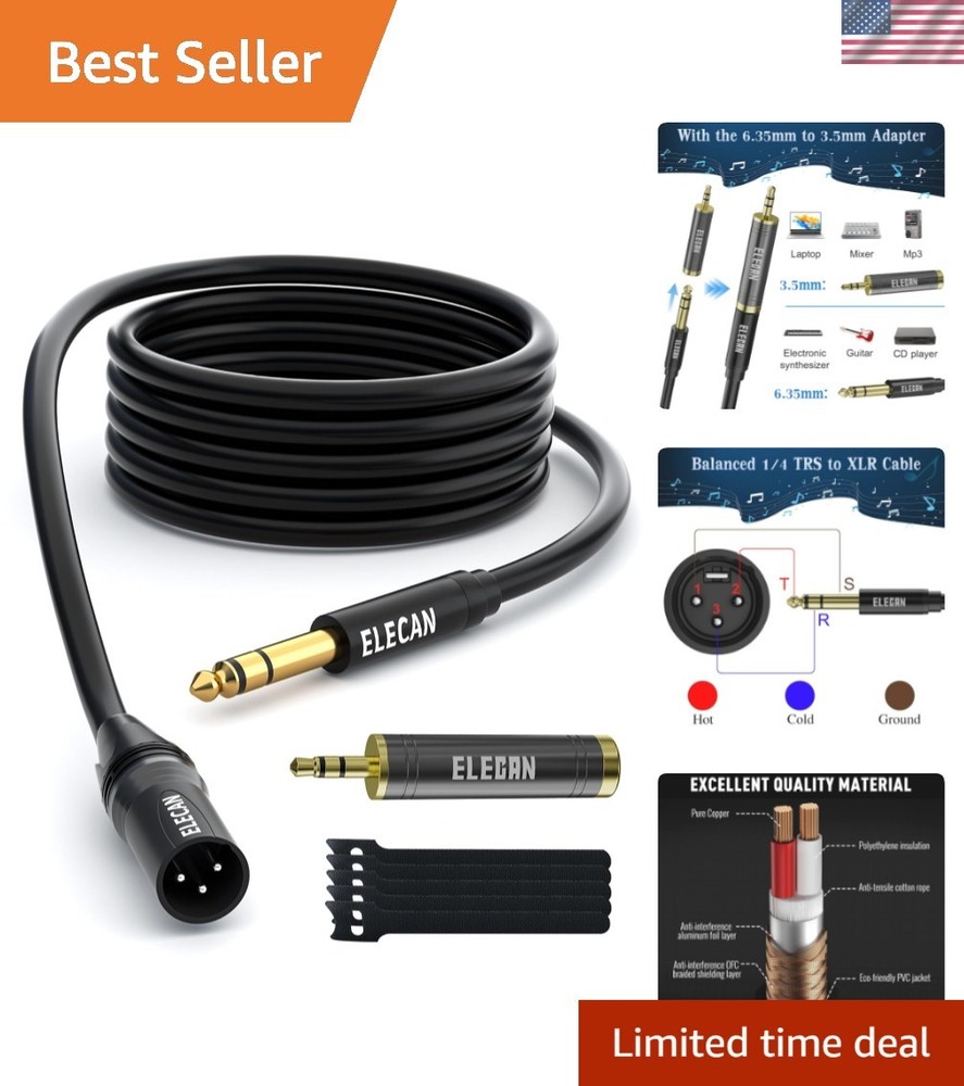 6.35mm 1/4 Inch TRS Male to XLR Male Cable 50 Ft, Balanced Professional Shiel…