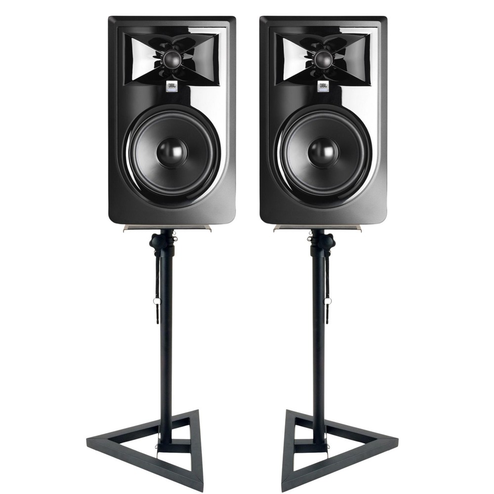 JBL 305P MkII Powered 5 In Two Way Studio Monitor Pair Bundle with Stands
