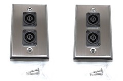 (2) Two Single Wall Plates w/ Dual Genuine Neutrik NL4MPXX SpeakON (Stainless)