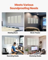 VEVOR 4 PCS Acoustic Wall Panels 2 in Thick 23.6 x 11.8 in Self-adhesive Beige