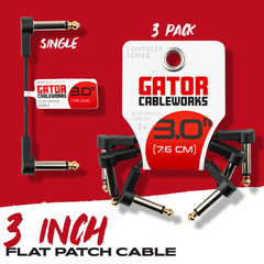 CableWorks By Gator Cases Composer Series 3-Pack of Flat Patch Cables – 3 inch