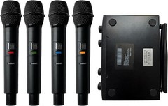4-Channel Wireless Microphone System, UHF Compact Cordless Mic Set w/ 4×10 Fr…