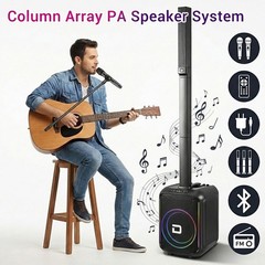 Portable Column Speaker System with 12“ Powered Subwoofers, 3 Column Speaker US
