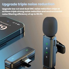 Wireless Collar Clip Microphone Smart Noise Reduction Mini Microphone, J82 Dual