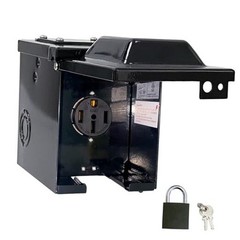 RV/EV 50 Amp 125/250 Volt Power Outlet Box, Waterproof Lockable Black 50Amp