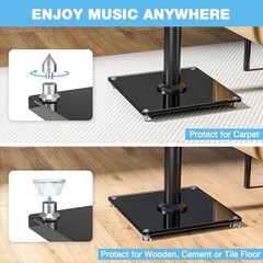 Upgraded 45° Swivel Speaker Stands Pair for Surround Sound, 28 Inch Black