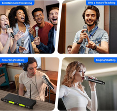 4-Channel UHF Wireless Microphone System with 4 Handheld Mics for Events