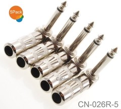5-Pack, 1/4″ Mono TS 6.35mm Right Angle Solder-Type Phono Male Audio Connector