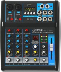 Pyle Professional Audio Mixer Sound Board Console System USB Interface 4 Channel