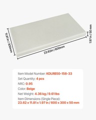 VEVOR 4 PCS Acoustic Wall Panels 2 in Thick 23.6 x 11.8 in Self-adhesive Beige