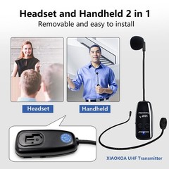 UHF Wireless Headset Microphone with USBC Charging | 164ft Range for Teaching