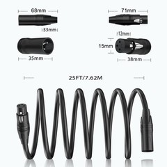 XLR Cables 25ft 2 Pack, Premium XLR Microphone Cable 25 Feet, Heavy Duty PVC …