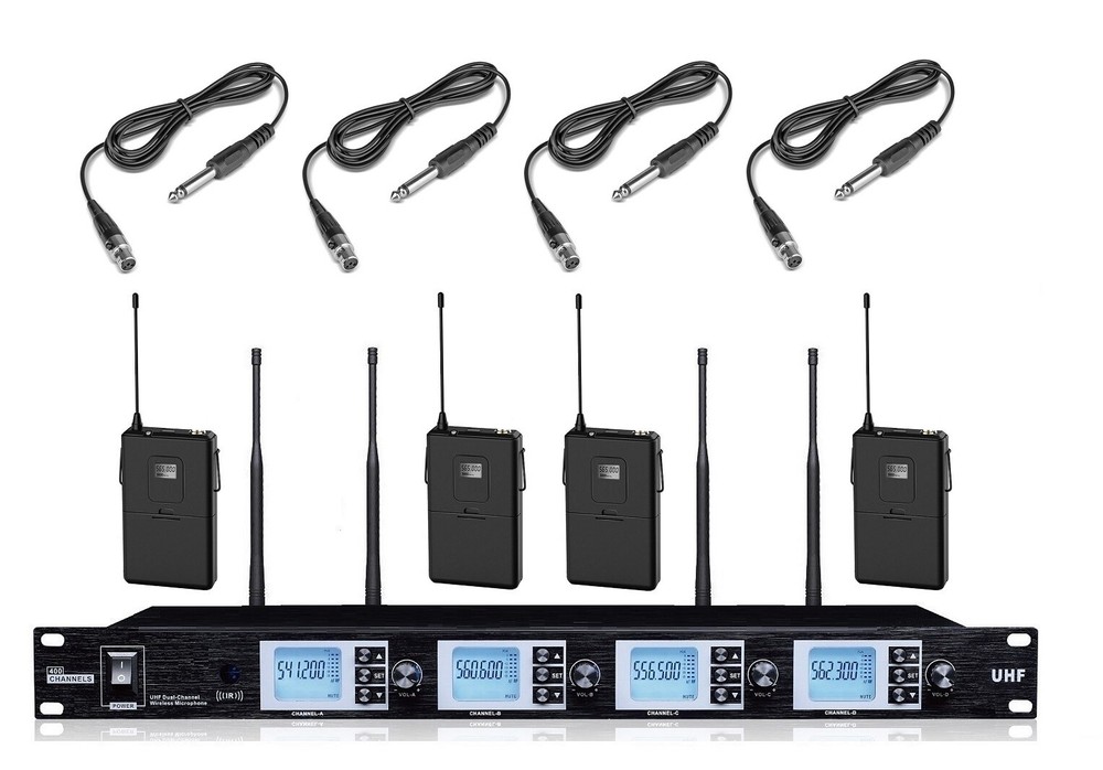 Wireless Guitar System UHF 4 Beltpack for 4 Electric Guitar Bass US FCC Comply