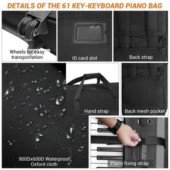 ORKELS 61-Key Keyboard Case with Wheels For 61 Key-42.1″x17.5“x6.5“, Black