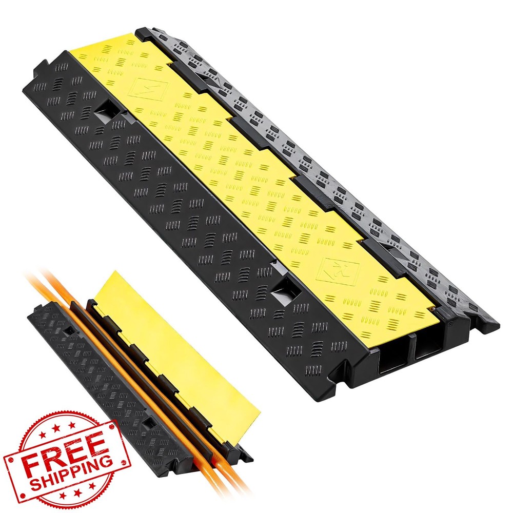 VEVOR 2 Channel Rubber Cable Protector Ramp 39.37″ Speed Bump