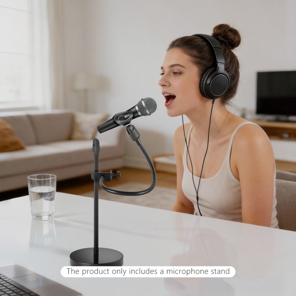 Adjustable Gooseneck Microphone Stand W/desk Clamp For Radio Broadcasting Studio