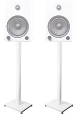 Pair 37” Steel White Stands For Kanto YU5 Bookshelf Speakers Robust Metal Poles