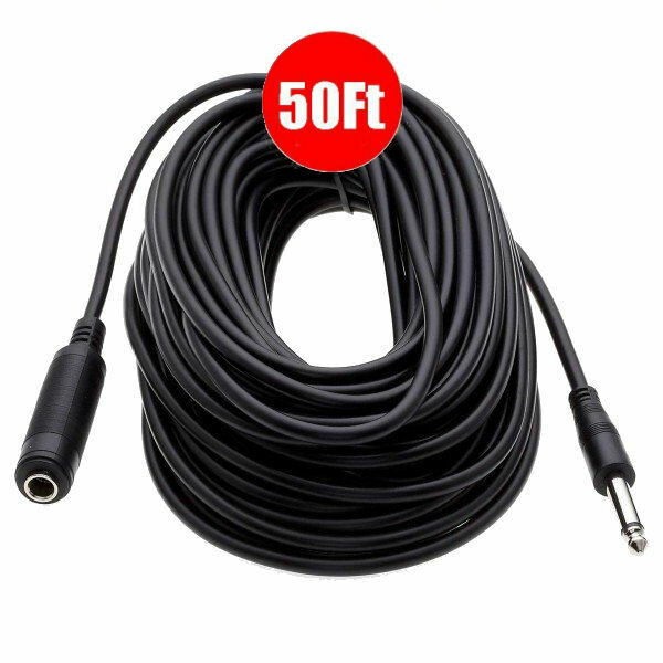 50FT 50 Foot Mono 1/4″ 6.35mm TS Male to Female Guitar Audio Extension Cable