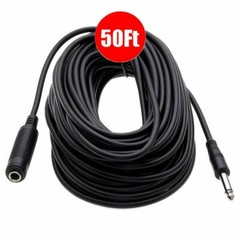 50FT 50 Foot Mono 1/4″ 6.35mm TS Male to Female Guitar Audio Extension Cable