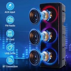 Triple 10″ Woofer 4000W Bluetooth Speaker Rechargable For Party FM Karaok DJ AUX