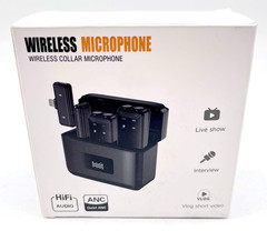Black HiFi Audio with Noise Cancellation Wireless Collar Microphone