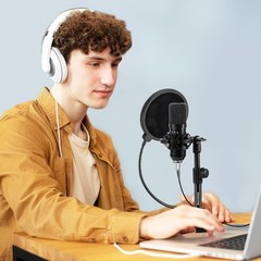 Multifunctional Desktop Microphone Stand, Adjustable Mic Stand Desk with Pop …