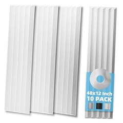 10-Pack Peel and Stick Acoustic Panels with Acrylic Tape – 12 White-polyester