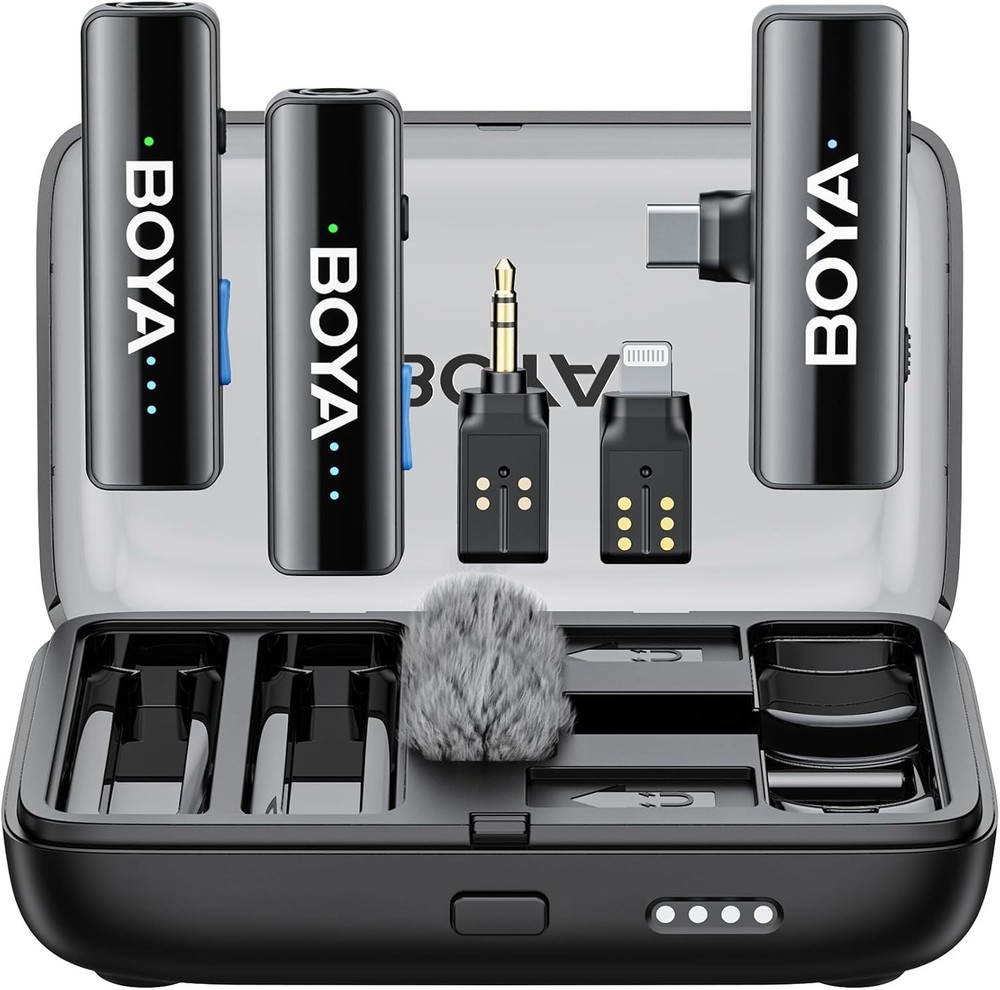 BOYA BOYALINK All-in-One Wireless Microphone Set for iPhone, Android And More