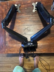 StarTech.com ARMSLIMDUO Dual Monitor Adjustable Clamp Mount Arm, Black Metal