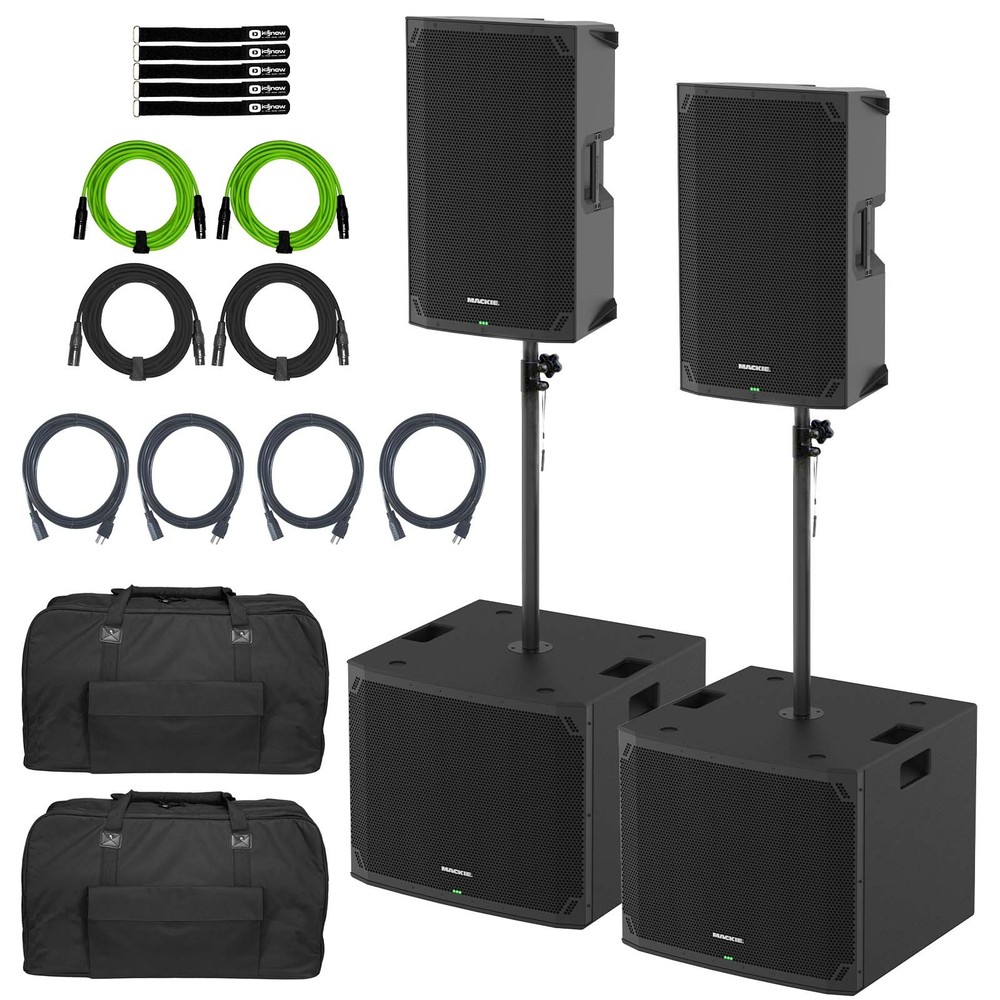 Mackie THUMP15v4 15″ Powered Speaker 2-Pack with (2) THUMP18Sv4 Subs
