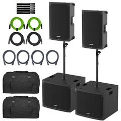 Mackie THUMP15v4 15″ Powered Speaker 2-Pack with (2) THUMP18Sv4 Subs