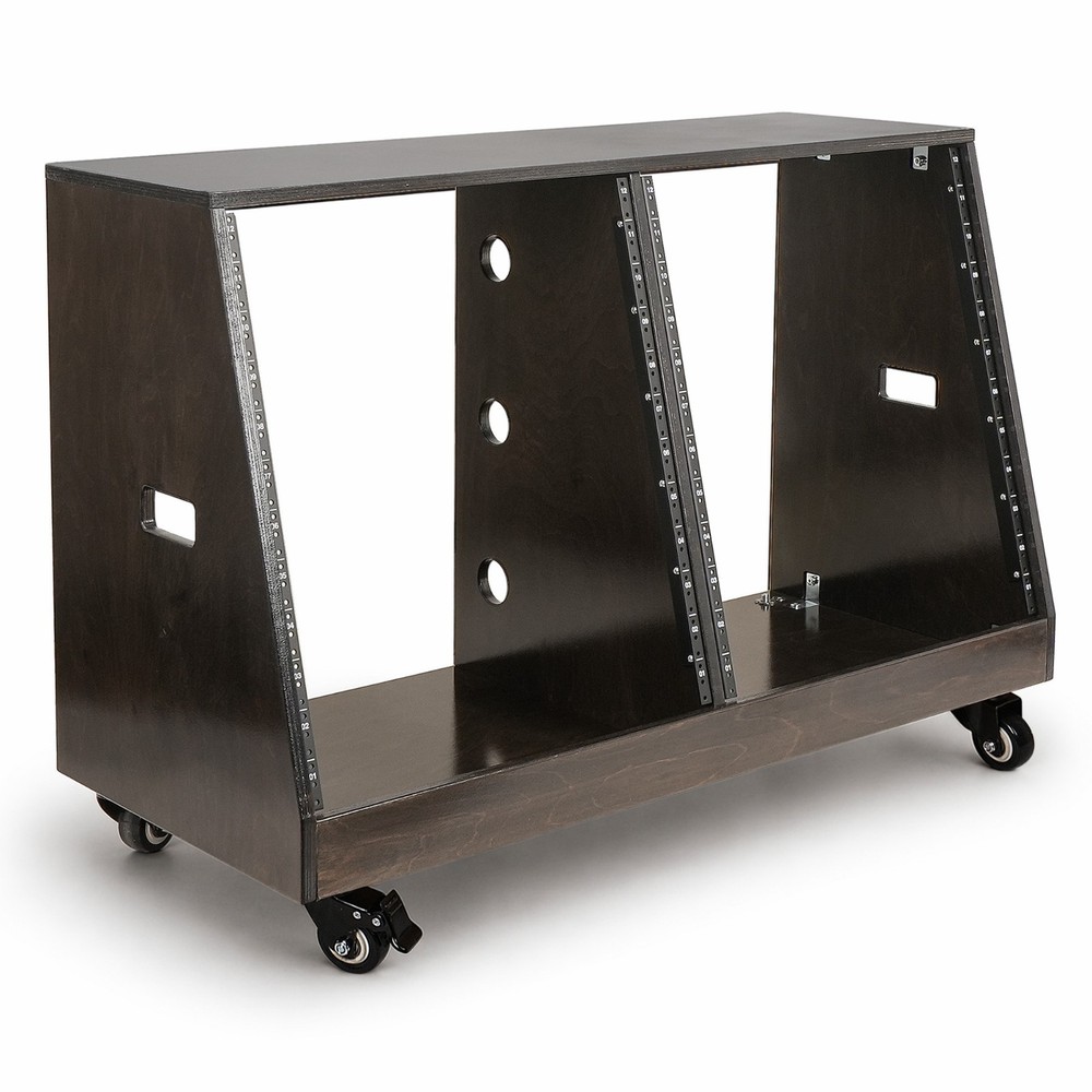 Sound Town DIY 2 x 12U Slanted Studio Rack Plywood Black Espresso (SDRK-D12TD)