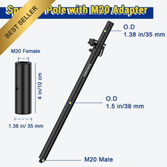 Speaker Pole Set of 2 M20 Threaded 35mm Mount Height Adjustable Subwoofer Stand