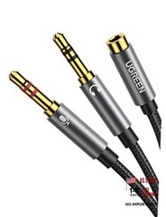 Headphone Splitter for Computer 3.5mm Female to 2 Dual 3.5mm Male Braided