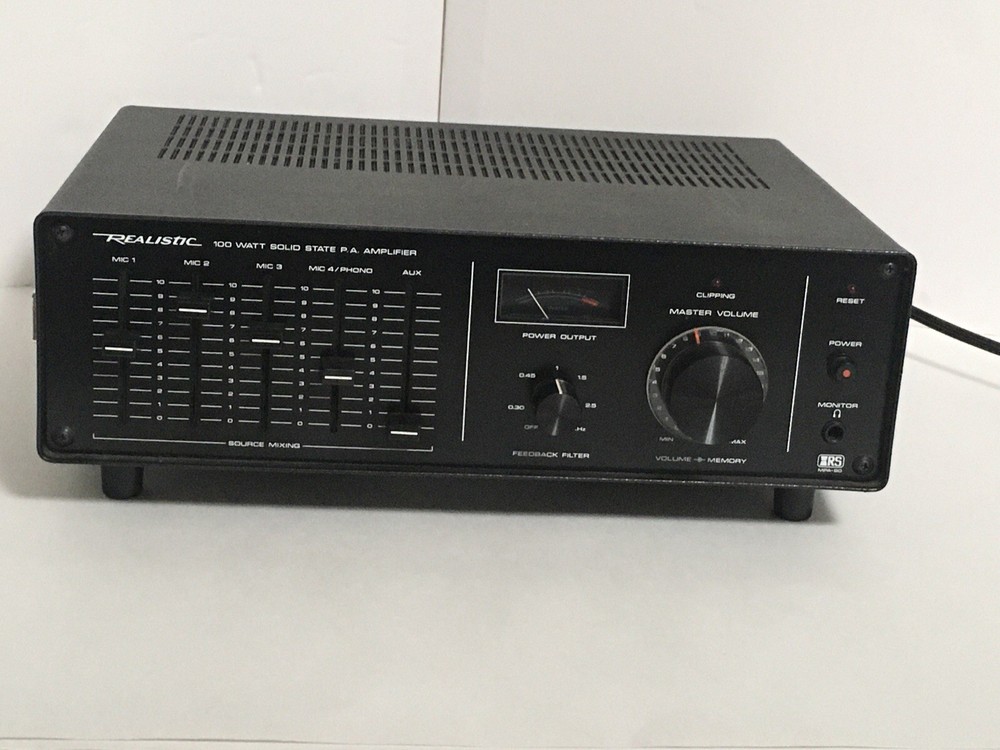 Realistic PA Amplifier MPA-90 PA Amp Head 100 Watts w/ Cables