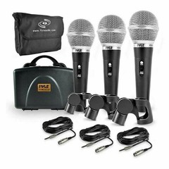 Pyle Dynamic Microphone Kit 3 Professional Handheld Mics Wired PDMICKT34
