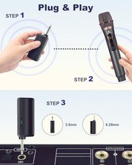 Wireless Microphones, Metal Dynamic Microphone System with Rechargeable Gray