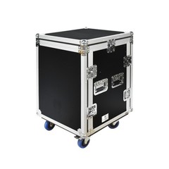 PRORECK 14U Plywood Road Case Slant Mixer Rack 20″ Depth DJ Audio w/ Casters