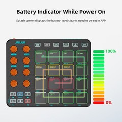 Portable Rechargeable MIDI Controller Wireless Connection 8 Knobs 6 Custom Keys
