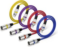 6 Pack XLR Microphone Cables 3ft 3 Pin Male to Female Balanced Audio Mixer Speak